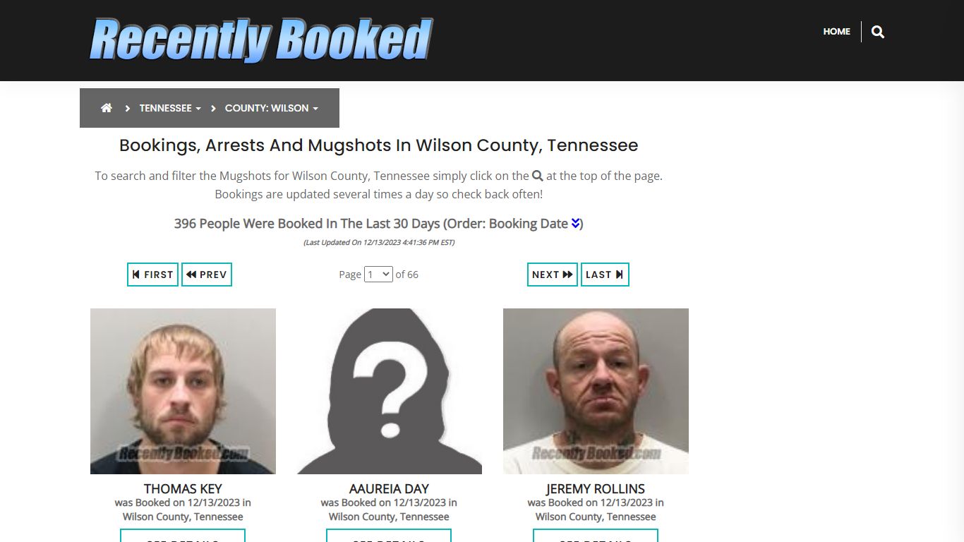 Recent bookings, Arrests, Mugshots in Wilson County, Tennessee